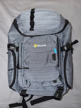 Microsoft Light Gray Travel Backpack with Cooler Pouch